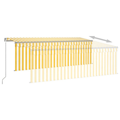 Manual Retractable Awning with Blind&LED 4x3m Yellow&White