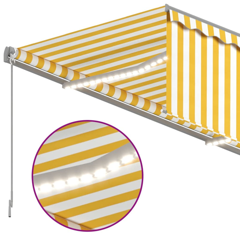 Manual Retractable Awning with Blind&LED 4x3m Yellow&White