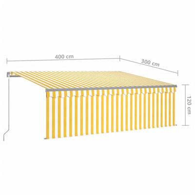 Manual Retractable Awning with Blind&LED 4x3m Yellow&White