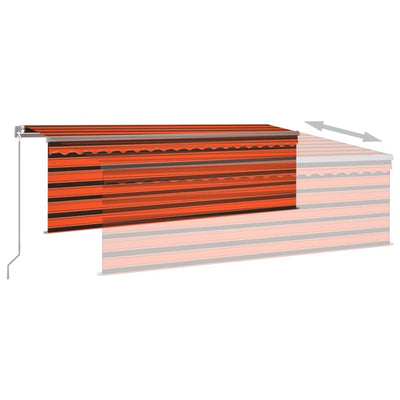 Manual Retractable Awning with Blind 4.5x3m Orange&Brown