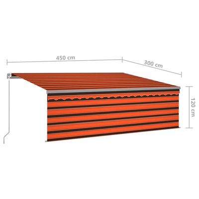 Manual Retractable Awning with Blind 4.5x3m Orange&Brown