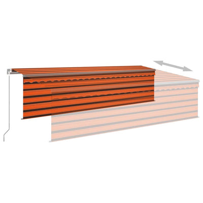 Manual Retractable Awning with Blind 5x3m Orange&Brown