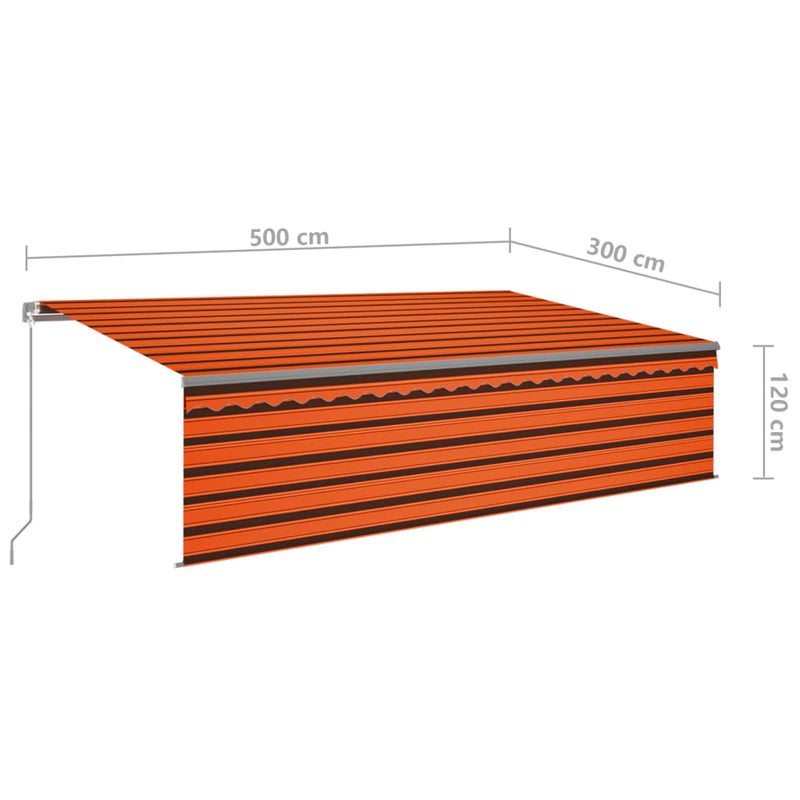 Manual Retractable Awning with Blind 5x3m Orange&Brown