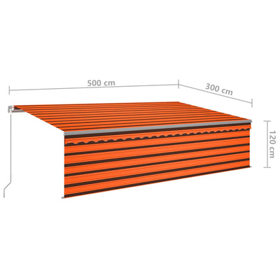 Manual Retractable Awning with Blind&LED 5x3m Orange&Brown