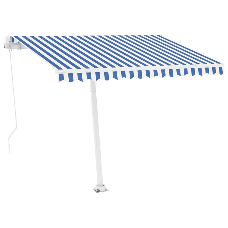 Freestanding Manual Retractable Awning 300x250 cm Blue/White