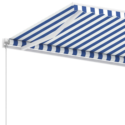 Freestanding Manual Retractable Awning 300x250 cm Blue/White