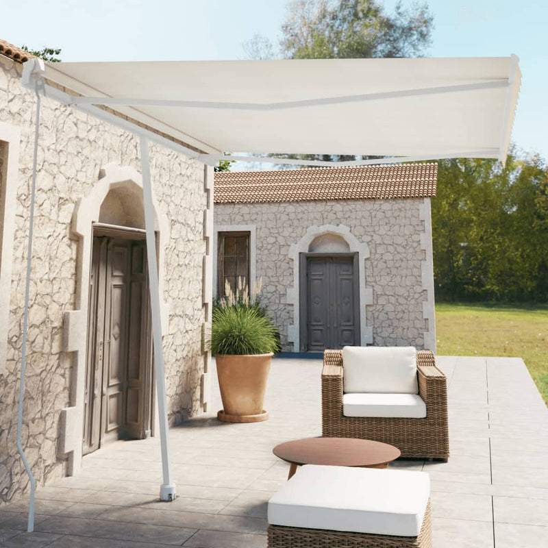 Freestanding Manual Retractable Awning 300x250 cm Cream