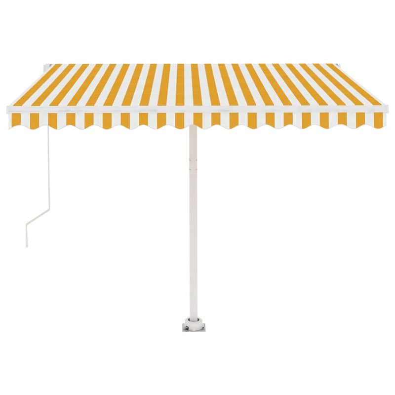 Freestanding Manual Retractable Awning 300x250 cm Yellow/White