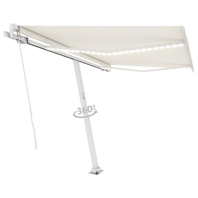 Manual Retractable Awning with LED 300x250 cm Cream