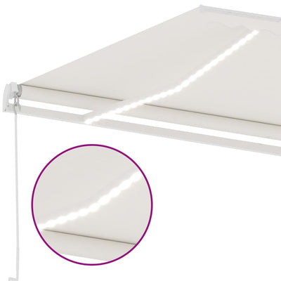 Manual Retractable Awning with LED 300x250 cm Cream