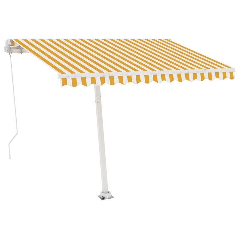 Manual Retractable Awning with LED 300x250 cm Yellow and White