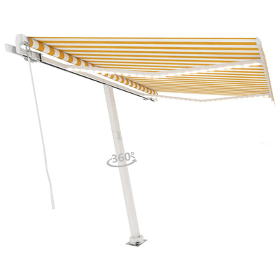 Manual Retractable Awning with LED 300x250 cm Yellow and White