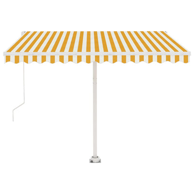 Manual Retractable Awning with LED 300x250 cm Yellow and White