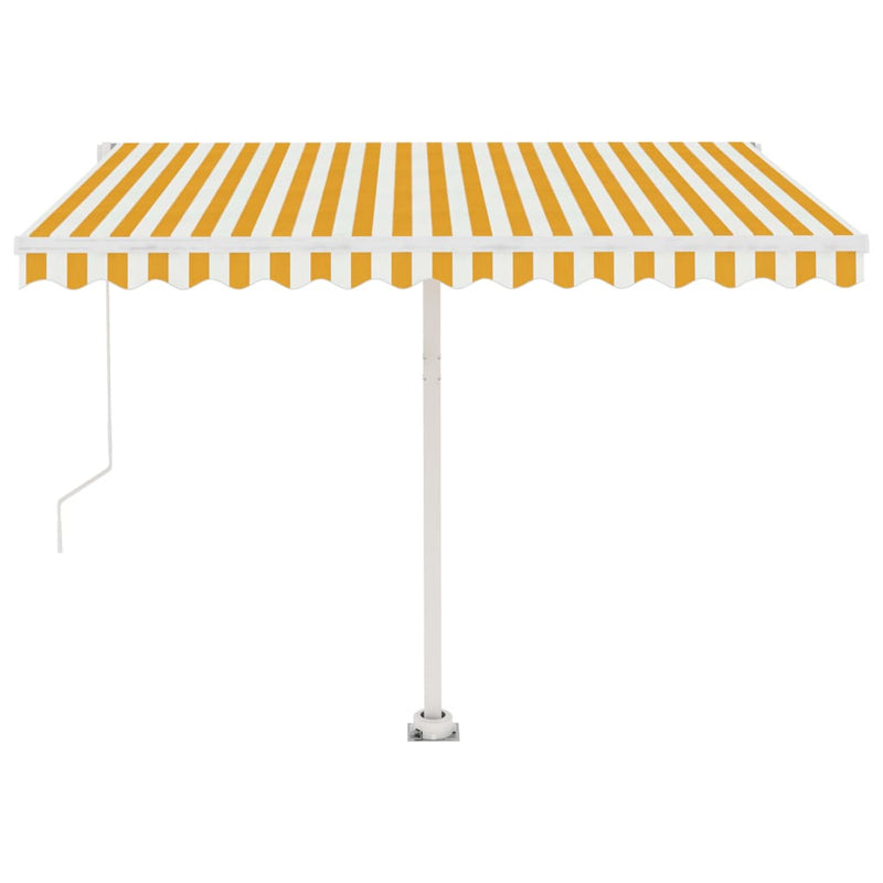 Manual Retractable Awning with LED 300x250 cm Yellow and White