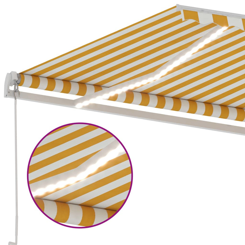 Manual Retractable Awning with LED 300x250 cm Yellow and White