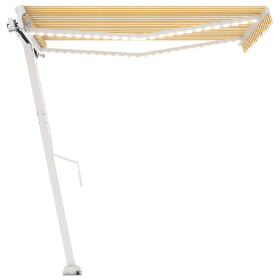 Manual Retractable Awning with LED 300x250 cm Yellow and White