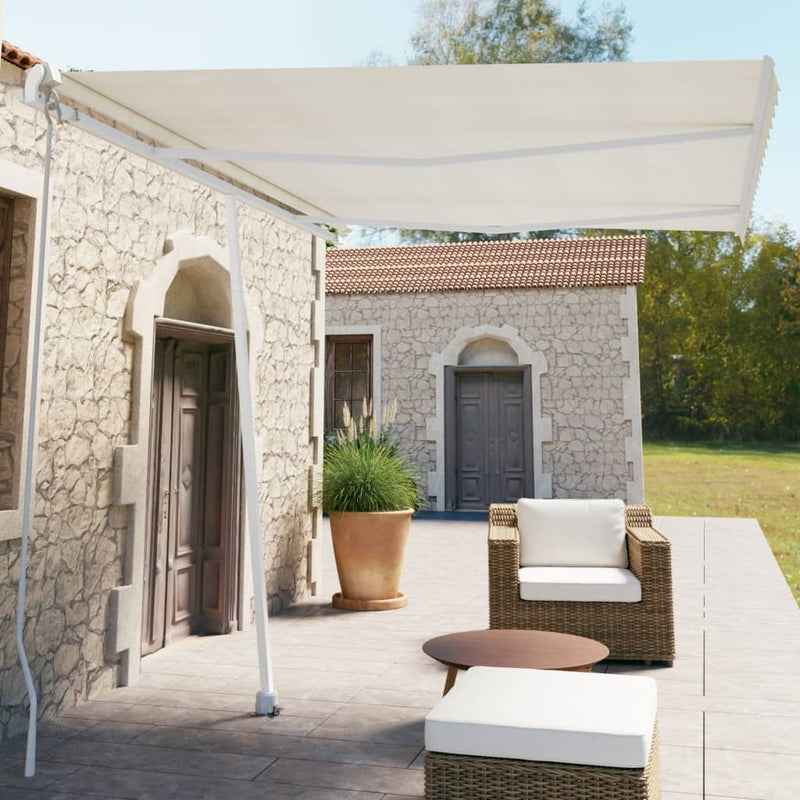 Freestanding Manual Retractable Awning 350x250 cm Cream