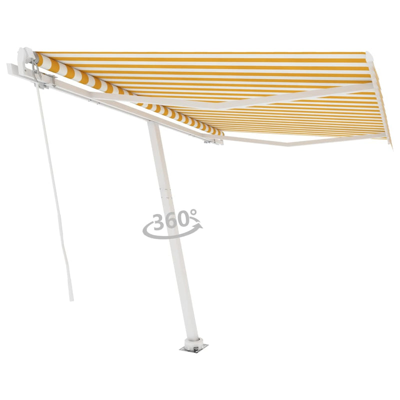 Freestanding Manual Retractable Awning 350x250 cm Yellow/White