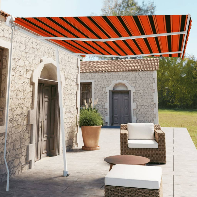 Freestanding Manual Retractable Awning 350x250 cm Orange/Brown