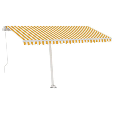 Freestanding Manual Retractable Awning 400x300 cm Yellow/White