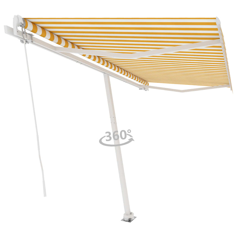 Freestanding Manual Retractable Awning 400x300 cm Yellow/White