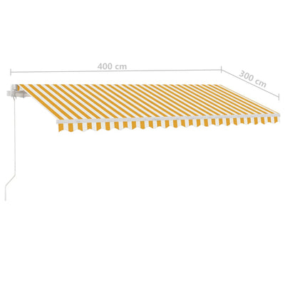 Freestanding Manual Retractable Awning 400x300 cm Yellow/White