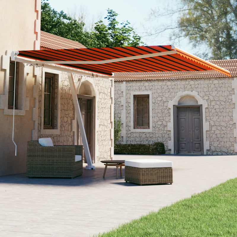 Freestanding Manual Retractable Awning 400x300 cm Orange/Brown