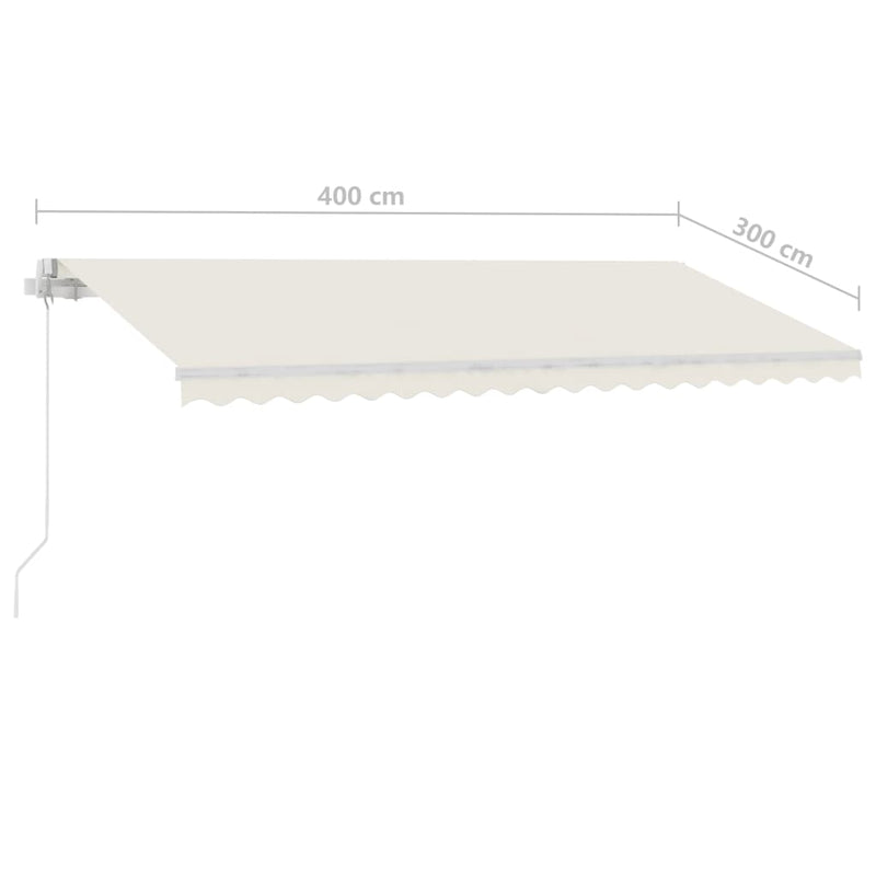 Manual Retractable Awning with LED 400x300 cm Cream