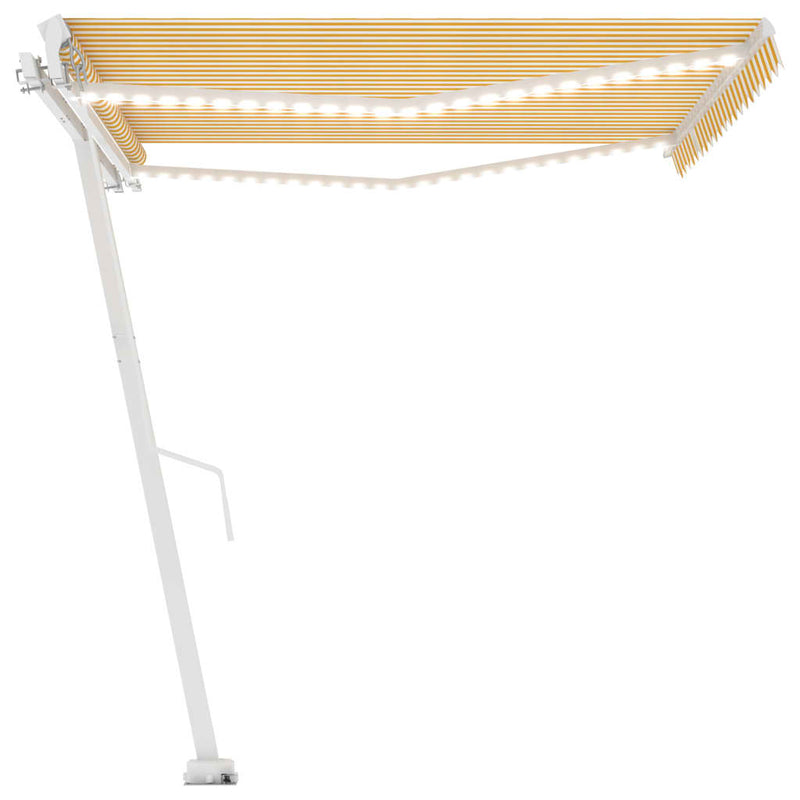 Manual Retractable Awning with LED 400x300 cm Yellow and White