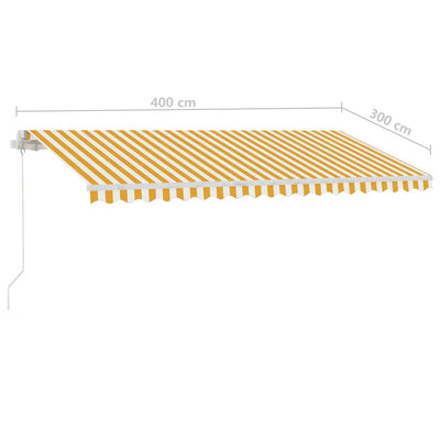 Manual Retractable Awning with LED 400x300 cm Yellow and White