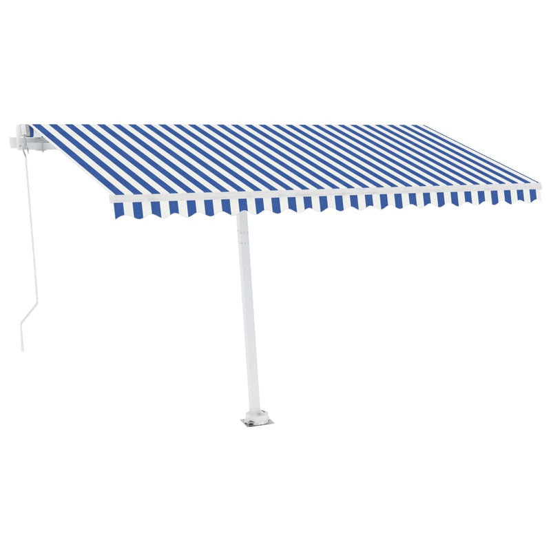 Freestanding Manual Retractable Awning 450x300 cm Blue/White