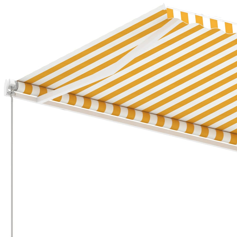 Freestanding Manual Retractable Awning 450x300 cm Yellow/White