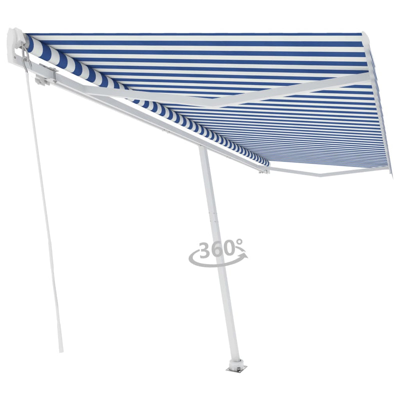 Freestanding Manual Retractable Awning 500x300 cm Blue/White