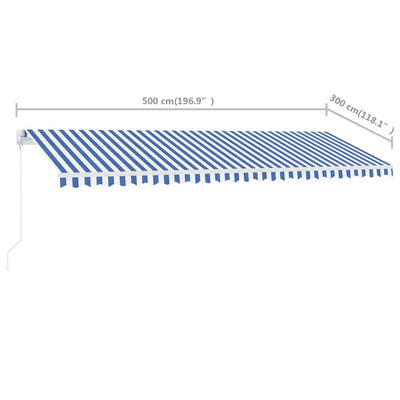 Freestanding Manual Retractable Awning 500x300 cm Blue/White