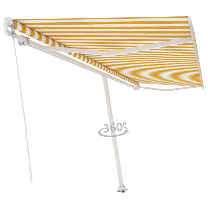 Freestanding Manual Retractable Awning 500x300 cm Yellow/White