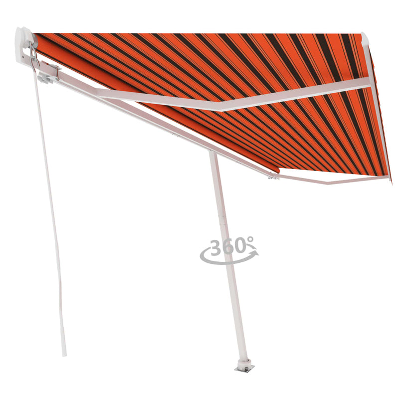 Freestanding Manual Retractable Awning 500x300 cm Orange/Brown