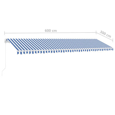 Freestanding Manual Retractable Awning 600x300 cm Blue/White