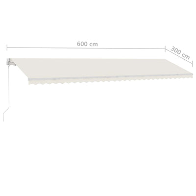 Freestanding Manual Retractable Awning 600x300 cm Cream