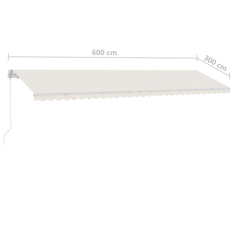 Freestanding Manual Retractable Awning 600x300 cm Cream