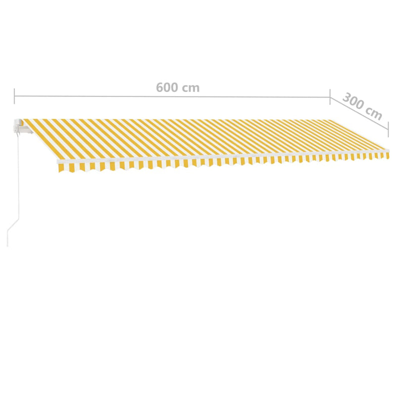 Freestanding Manual Retractable Awning 600x300 cm Yellow/White