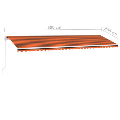 Freestanding Manual Retractable Awning 600x300 cm Orange/Brown