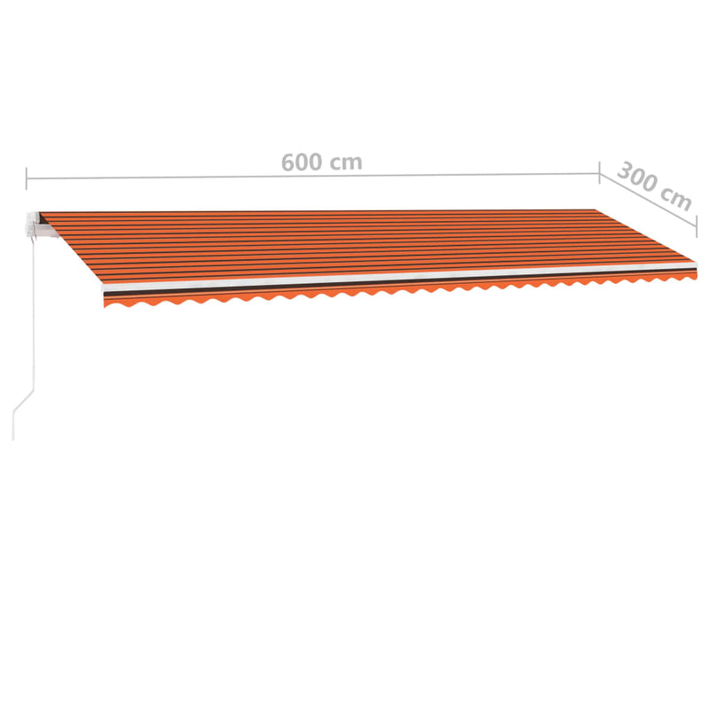 Freestanding Manual Retractable Awning 600x300 cm Orange/Brown