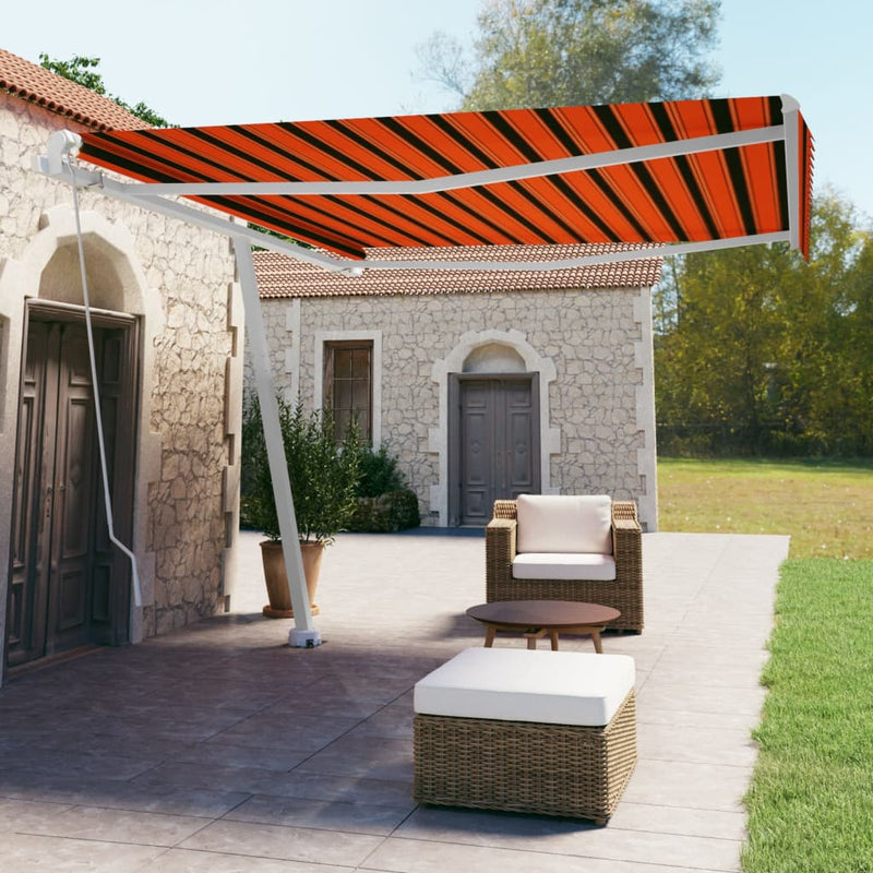 Freestanding Manual Retractable Awning 400x350 cm Orange/Brown