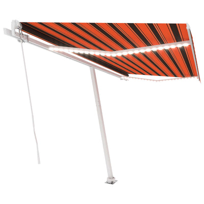 Manual Retractable Awning with LED 400x350 cm Orange and Brown