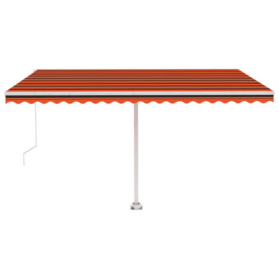 Manual Retractable Awning with LED 400x350 cm Orange and Brown