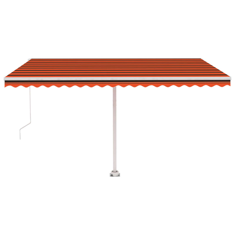 Manual Retractable Awning with LED 400x350 cm Orange and Brown