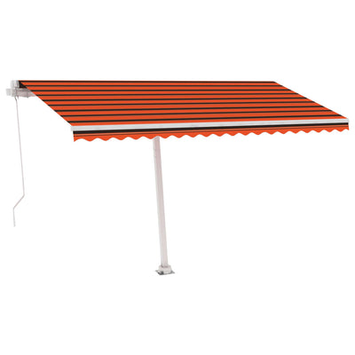 Manual Retractable Awning with LED 400x350 cm Orange and Brown