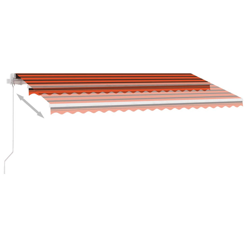 Manual Retractable Awning with LED 400x350 cm Orange and Brown