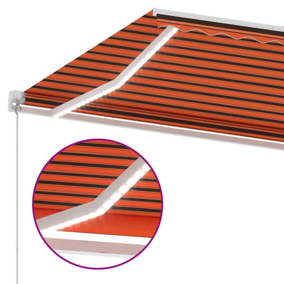 Manual Retractable Awning with LED 400x350 cm Orange and Brown