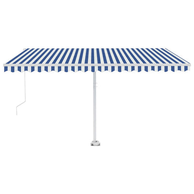 Manual Retractable Awning with LED 450x350 cm Blue and White